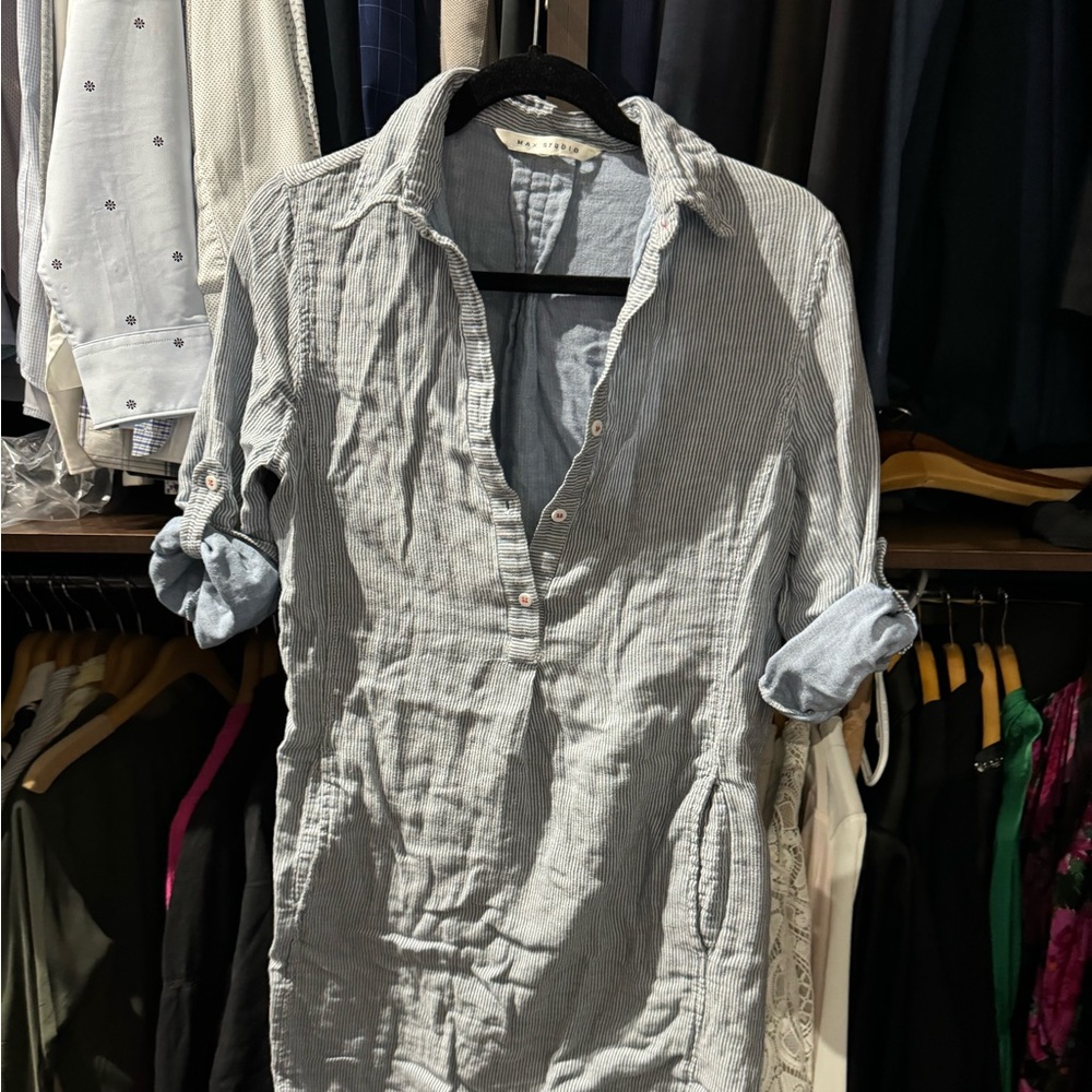Max Studio cover up dress. Pin stripe